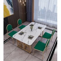 鐵藝系列  輕奢家具岩板餐桌椅組合北歐風鐵藝長方形飯桌餐枱*120/140/160/180cm（IS7938）