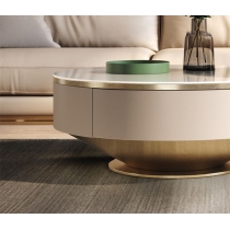 Italian style 創意客廳 家用岩板圓形大小組合帶櫃桶茶几 電視櫃 (IS0023)