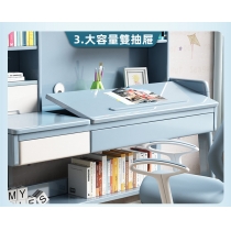 日式實木橡木 兒童學習桌實木書桌書架一體寫字桌 桌面可調椅可升降  86cm/106cm/126cm (IS8093)