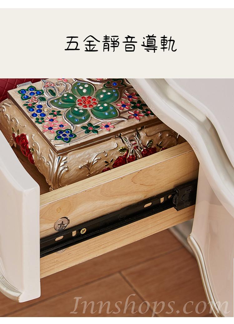 歐式實木床頭櫃 輕奢白色儲物櫃 50/58cm (IS0269)