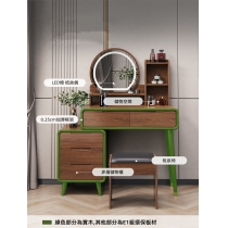 新中式 實木收納 伸縮梳妝台(圓鏡)連梳妝櫈 60cm(IS8108)