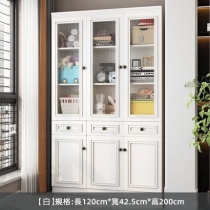 新中式玻璃門書櫃 實木儲物櫃收納櫃 80/120cm （IS8122)