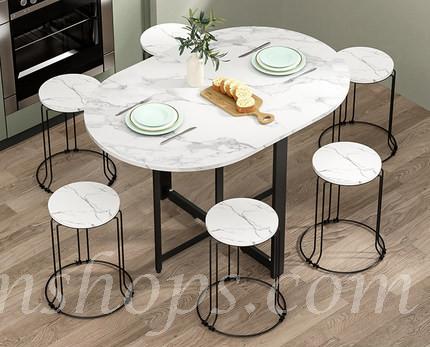 時尚系列 超薄圓桌小戶型可折疊餐桌120/140cm(IS8210)