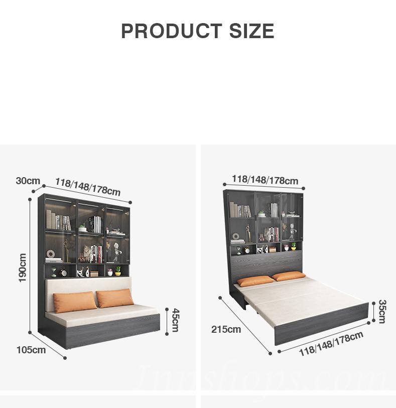 時尚 雙人多功能兩用儲物組合書櫃 折疊梳化床*120/150/180cm (IS8407)