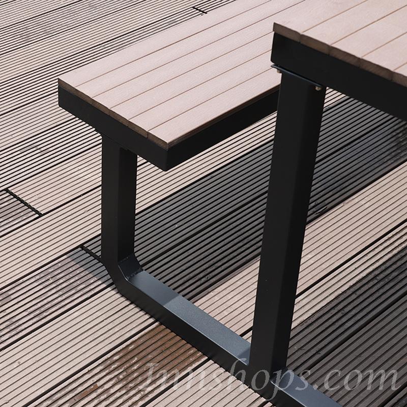 戶外休閒 鋁合金 塑木防腐木 連體桌椅組合120/150cm (IS8416)