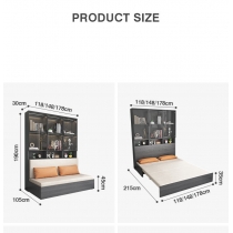 時尚 雙人多功能兩用儲物組合書櫃 折疊梳化床*120/150/180cm (IS8407)