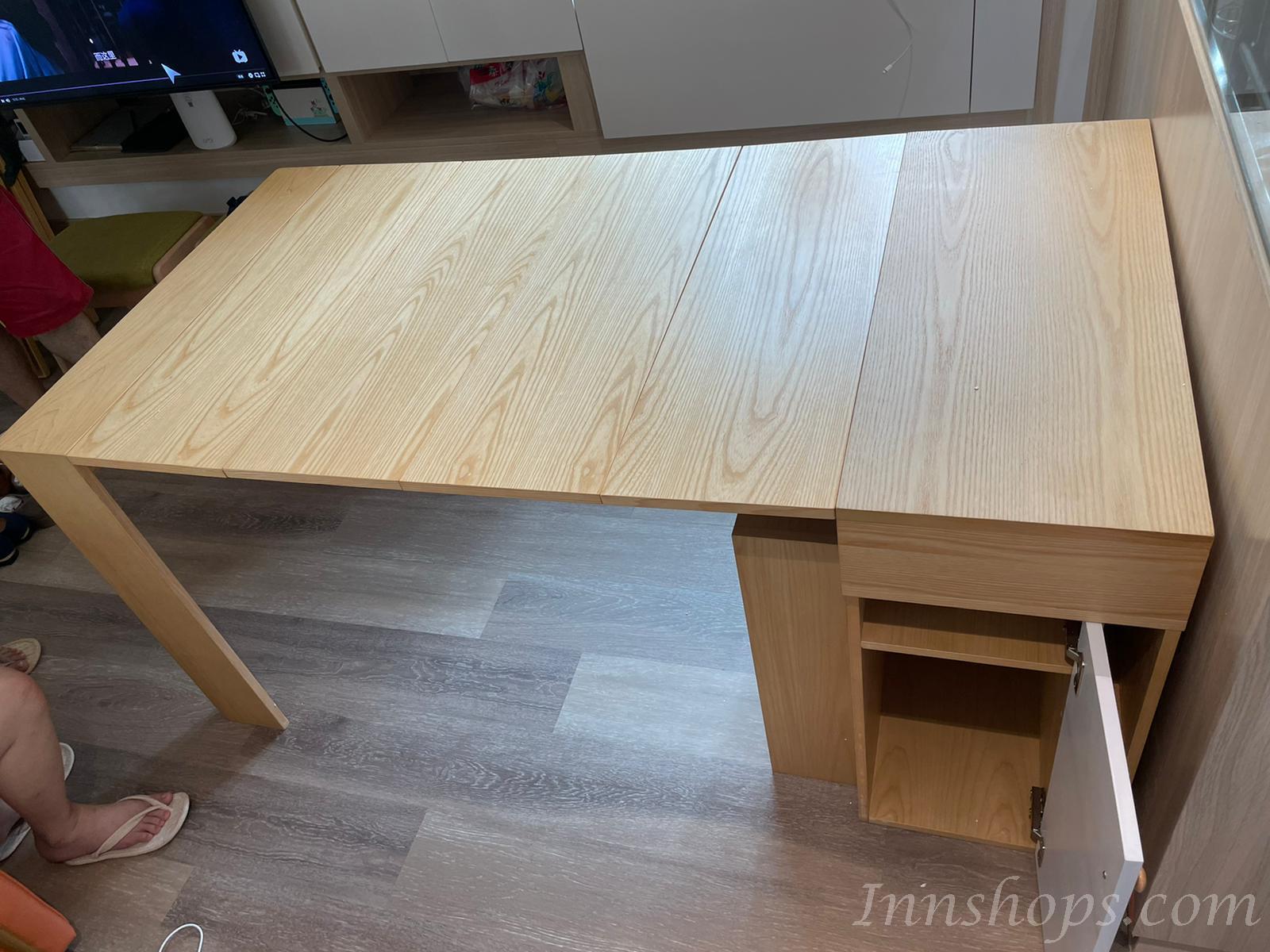 北歐伸縮餐桌椅組合 簡易餐邊櫃 小戶型現代簡約儲物 可折疊家用飯桌（IS8084）