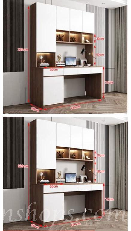 北歐格調 雙人電腦桌 辦公桌 書台書架組合*130/150/160/180/200cm (IS8444)