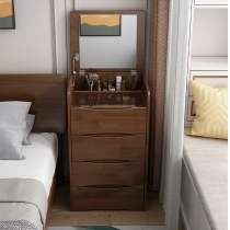 日式實木橡木系列 迷你床頭櫃 翻蓋梳妝枱 (連鏡和櫈) 48*40*82cm (IS8459)