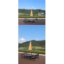 戶外休閒 鋁合金 塑木防腐木 連體桌椅組合120cm/150cm(IS8513)