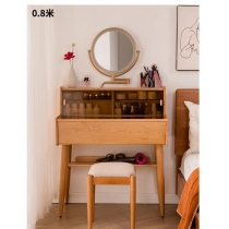 北歐實木白橡木系列 迷你化妝台 玻璃化妝桌送妝凳50cm/60cm/70cm/80cm(IS8515)