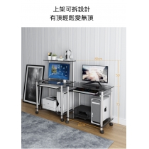 時尚可移動帶輪鋼化玻璃電腦台書桌60cm/70cm/80cm/90cm（IS8523）