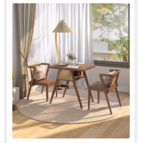 日式實木橡木系列 休閒藤編一桌兩椅  三件套組合80cm（IS8533）