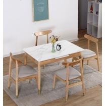 日式實木橡木 摺疊岩板餐枱 餐枱椅組合 90/110cm (IS8577)