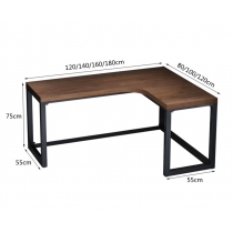 芬蘭實木松木系列 電腦桌 L型轉角書桌(有架)(不連凳)*120/140/160/180cm (IS8597)