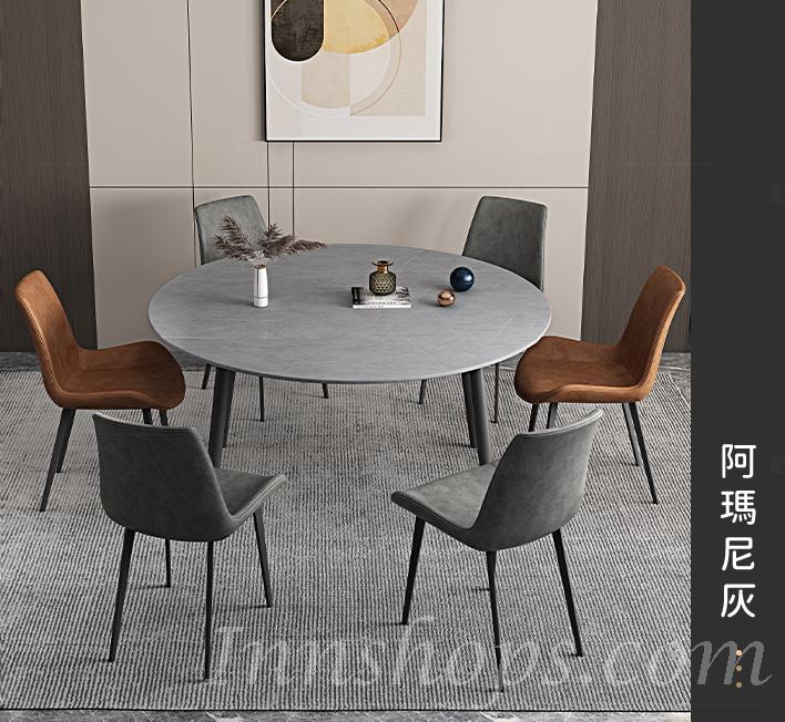 北歐現代簡約可伸縮岩板餐桌椅組合折疊兩用可變方圓桌小戶型（IS7697)