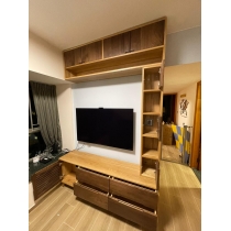 訂造俬傢實木黑胡桃木+白橡木電視櫃組合 可自訂尺寸（IS7790）