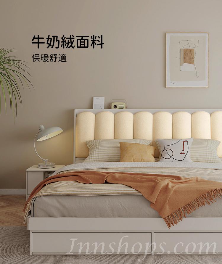 北歐品味系列 雙人床 油壓床 儲物床(LED燈款) 連床頭櫃 (不包床褥) 156/186/40cm (IS8840)