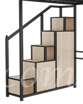 鐵藝時尚 高架雙人床 連儲物梯櫃 120/150/180cm (IS8880)