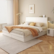 北歐品味系列 雙人床 油壓床 儲物床(無燈款) 連床頭櫃 (不包床褥) 156/186/40cm (IS8839)