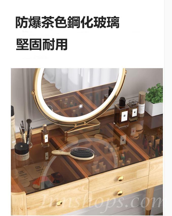 日式實木橡木 玻璃台面梳妝台 化妝桌*80/100cm (IS9002)