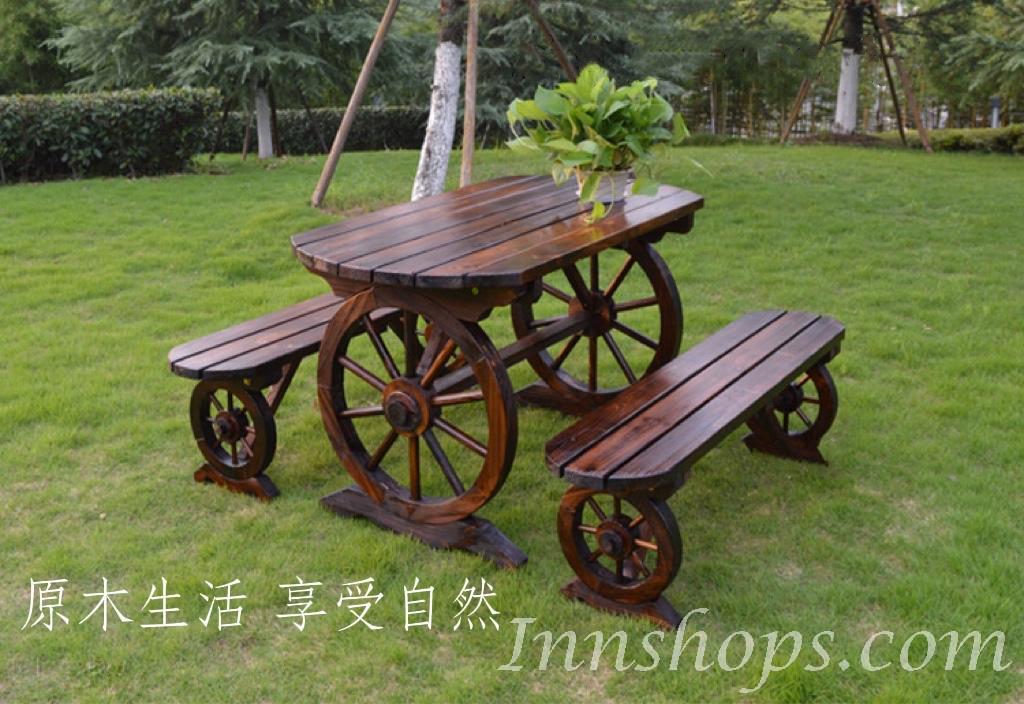 商業客戶訂購產品系列 碳化防腐復古實木松木桌椅組合 (IS7512)