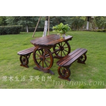 商業客戶訂購產品系列 碳化防腐復古實木松木桌椅組合 (IS7512)