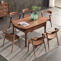 黑胡桃木餐桌椅組合 可自訂尺寸 (IS6522)