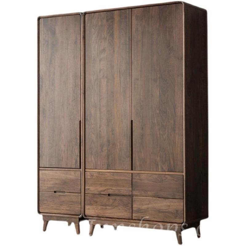 北歐實木黑胡桃木系列 黑胡桃木衣櫃 可自訂尺寸  (IS6456)