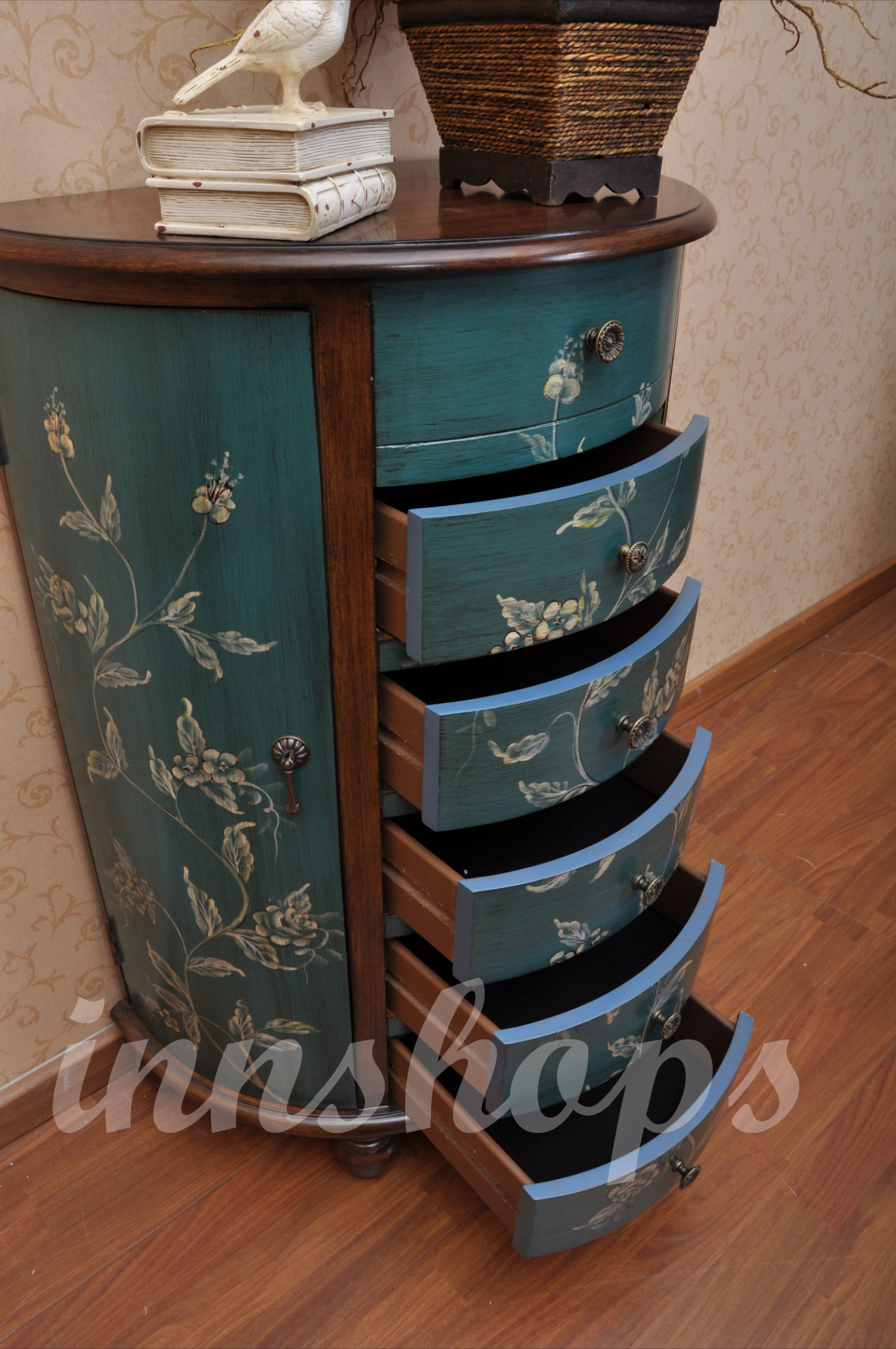 斗柜 仿古手绘实木半圆斗柜(is1674)