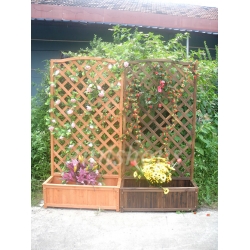 田園學校傢俱炭化木網格盆桶/木花盆/木花架(IS0398)