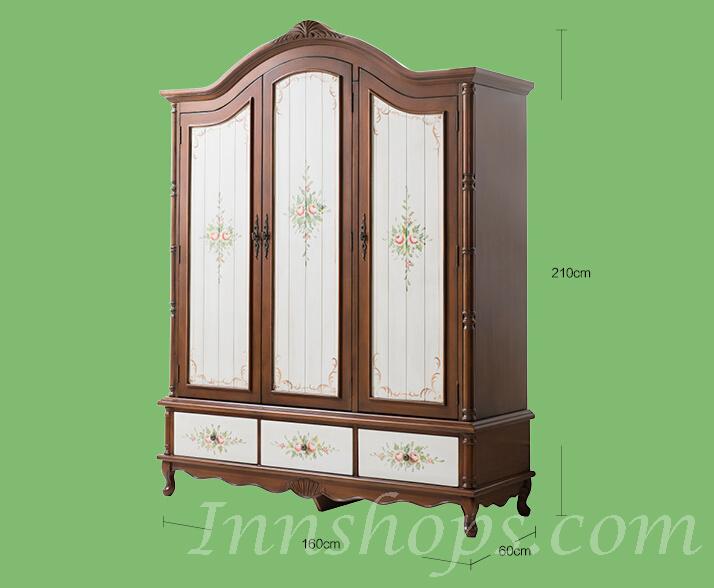 仿古手繪實木 雙門衣櫃 110cm/160cm/190cm (IS1594)