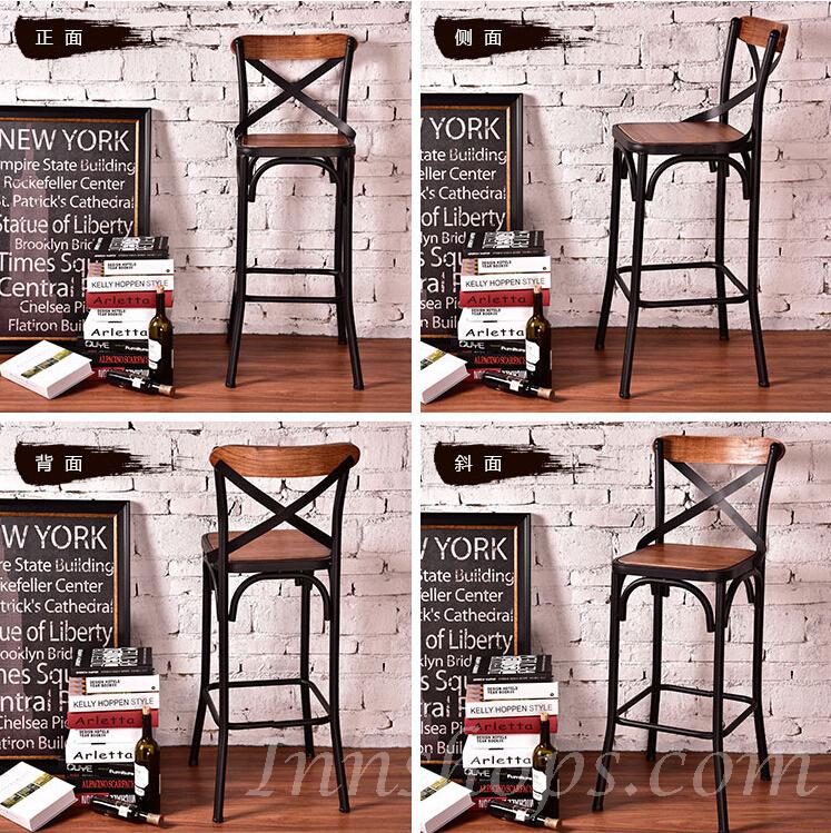 原木復古鐵藝吧椅 Bar Chair (IS4136)