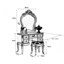 維也納 實木雕花玫瑰梳妝台 連凳(IS4734)