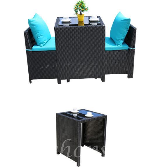戶外傢俱 小戶型 收納仿藤桌椅3件套裝(IS5033)