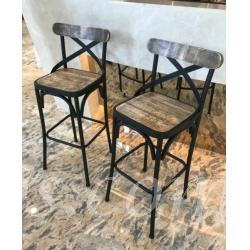 原木復古鐵藝吧椅 Bar Chair (IS4136)
