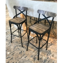 原木復古鐵藝吧椅 Bar Chair (IS4136)