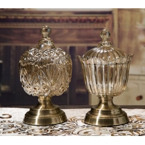 美式復古玻璃透明花瓶/糖果罐 (IS5583)