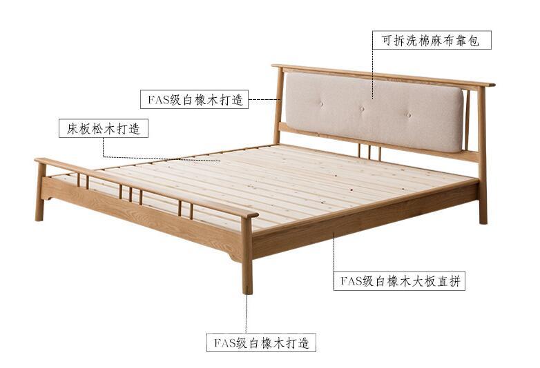 北歐實木系列 白橡木雙人床*5呎/6呎 (不包床褥)(IS5710)