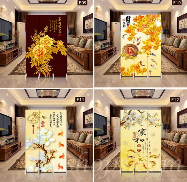 中式屏風 布藝雙面屏風 *防透光*內有多款圖案 (IS5731)