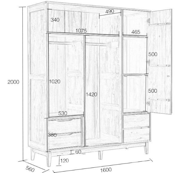 長 160cm(5呎3)* 闊 56cm(1呎10)* 高 200cm(6呎7) 