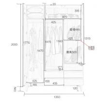 北歐系列 白橡木3門衣櫃 135cm (IS5702)