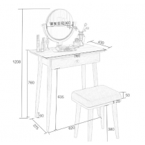 北歐系列 白橡木梳妝台連鏡 2呎6 (IS5747)