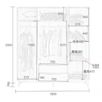 北歐系列 實木4門百葉大衣櫃 180cm (IS5749)