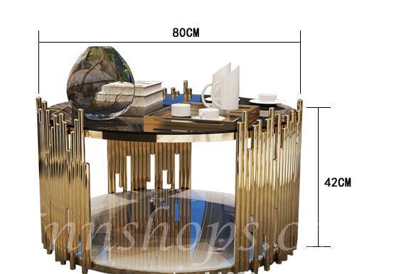 意式氣派系列 不銹鋼鍍金茶几 80cm (IS5919)