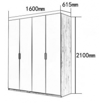 北歐品味系列 4門衣櫃 160cm (IS5898)