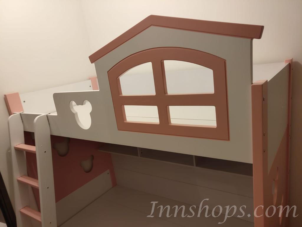 兒童皇國 訂做小屋米奇碌架床 小朋友床 (左右封板款) *可訂做呎吋及4種顔色(不包床褥) (IS4687)