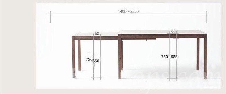 北歐實木系列 黑胡桃木伸縮餐桌椅組合*3呎3/4呎/5呎(IS6037)