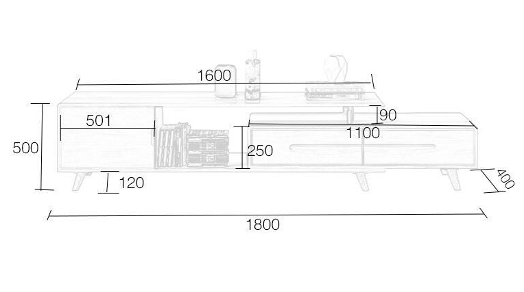 北歐系列 白橡木多功能可伸縮電視櫃 180cm-240cm (IS5753)