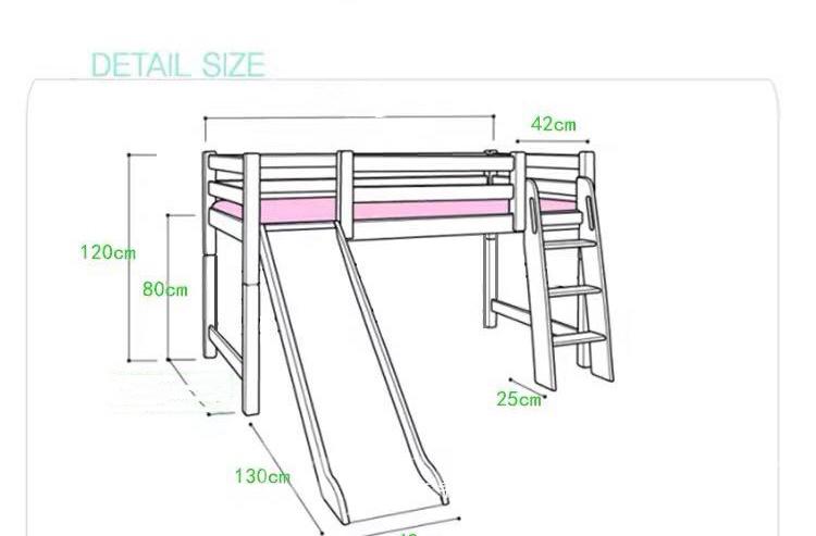 兒童皇國 松木實木滑梯高架床 小朋友床 *可訂做呎吋(不包床褥) (IS6305)